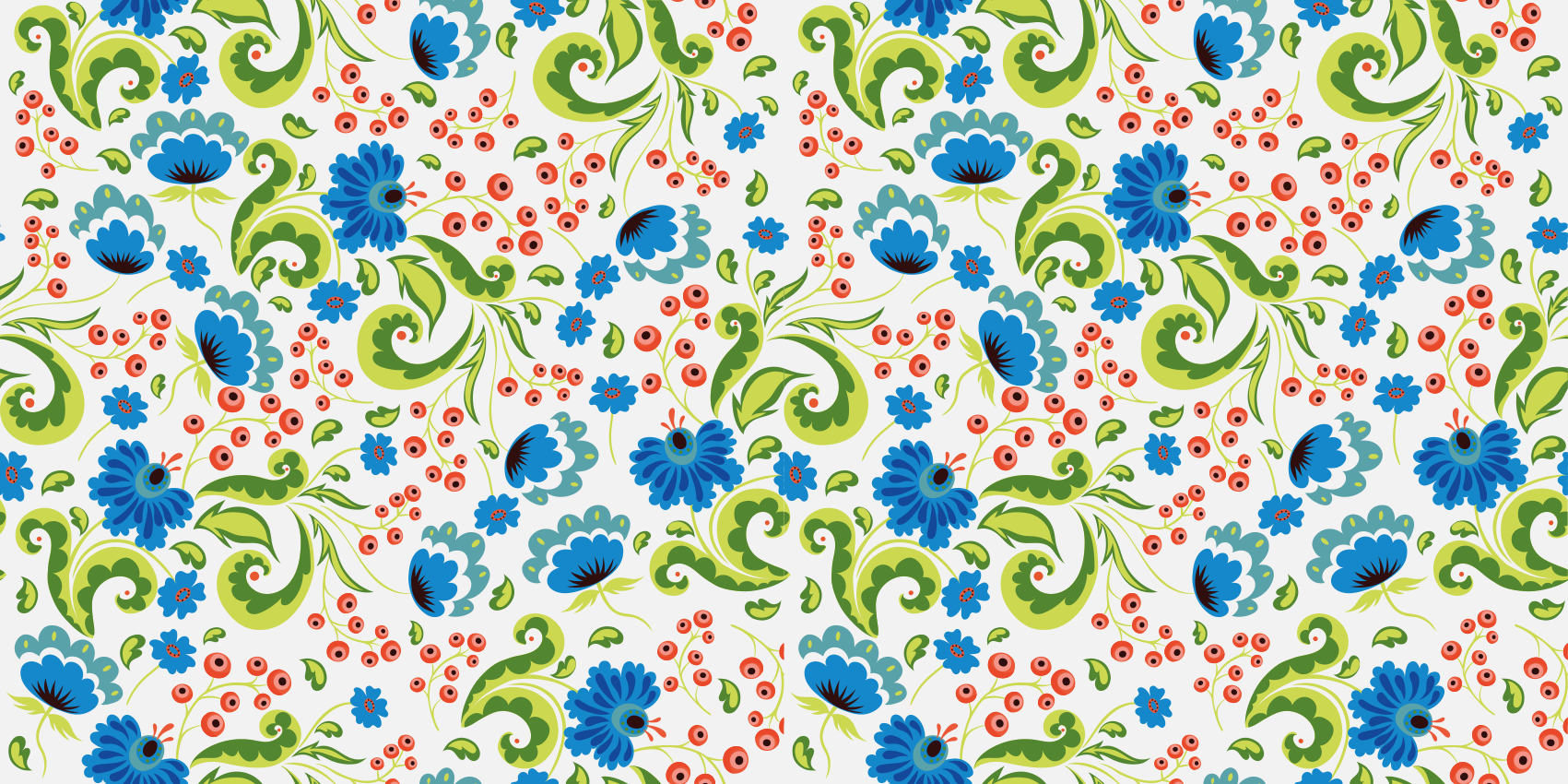 Tappeto vinile fiori fiori verdi e blu ovunque - TenStickers
