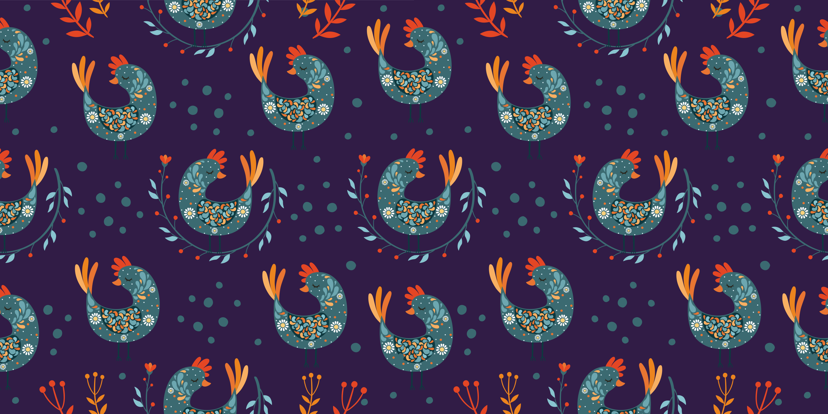 Tappeto vinile fiori polli viola e fiori - TenStickers