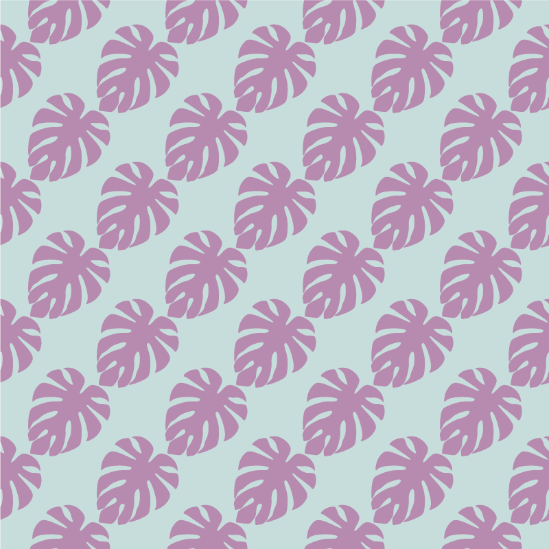 Tappeto vinile fiori motivi foglie blu e rosa - TenStickers