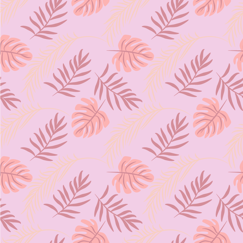 Tappeto vinile fiori design foglie tropicali rosa - TenStickers