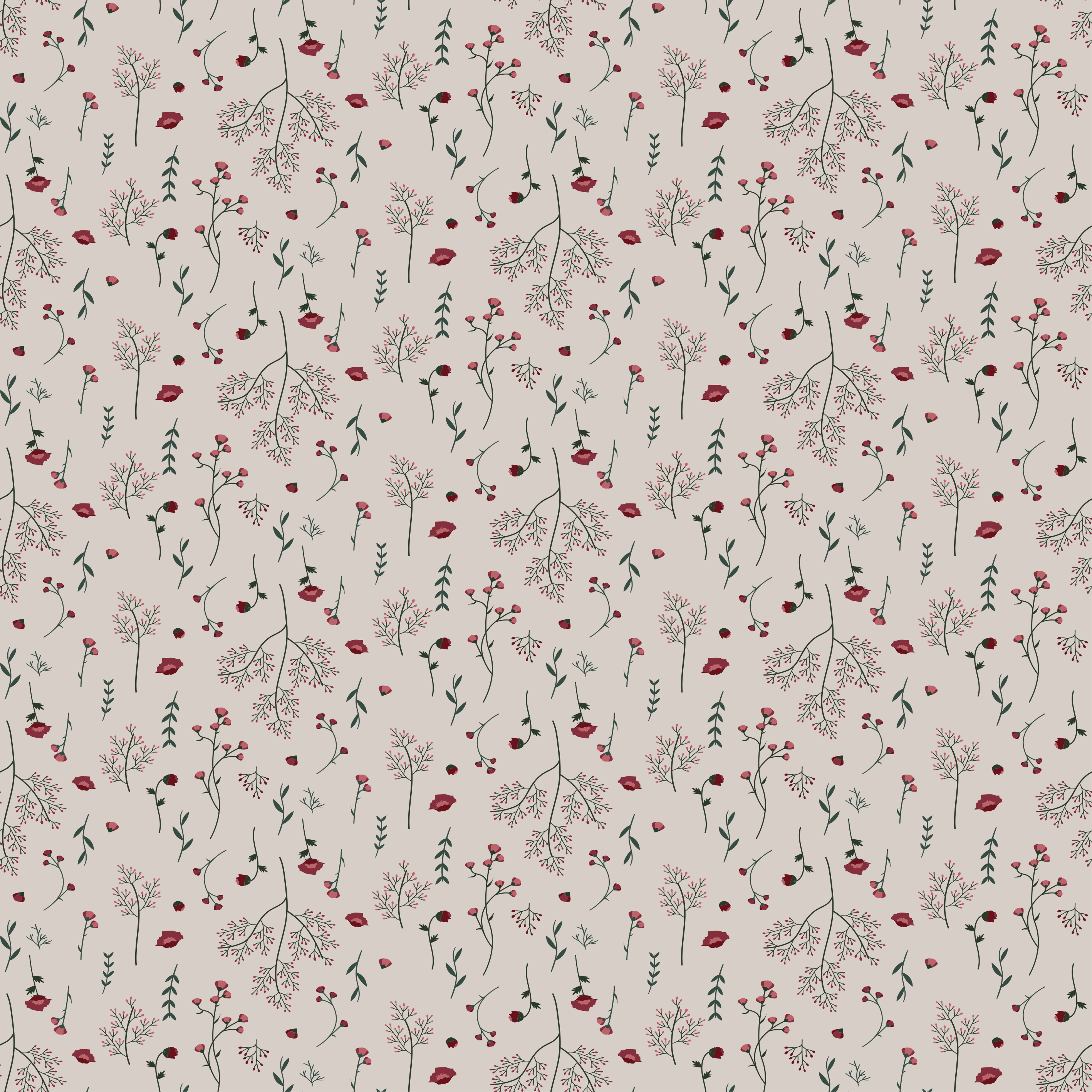 Tappeto vinile fiori motivo rosso minimalista - TenStickers