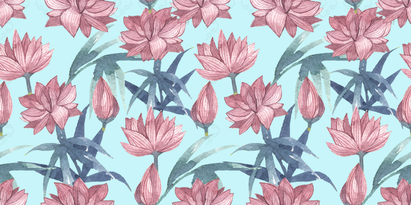 Tappeto vinile fiori acquerello blu - TenStickers