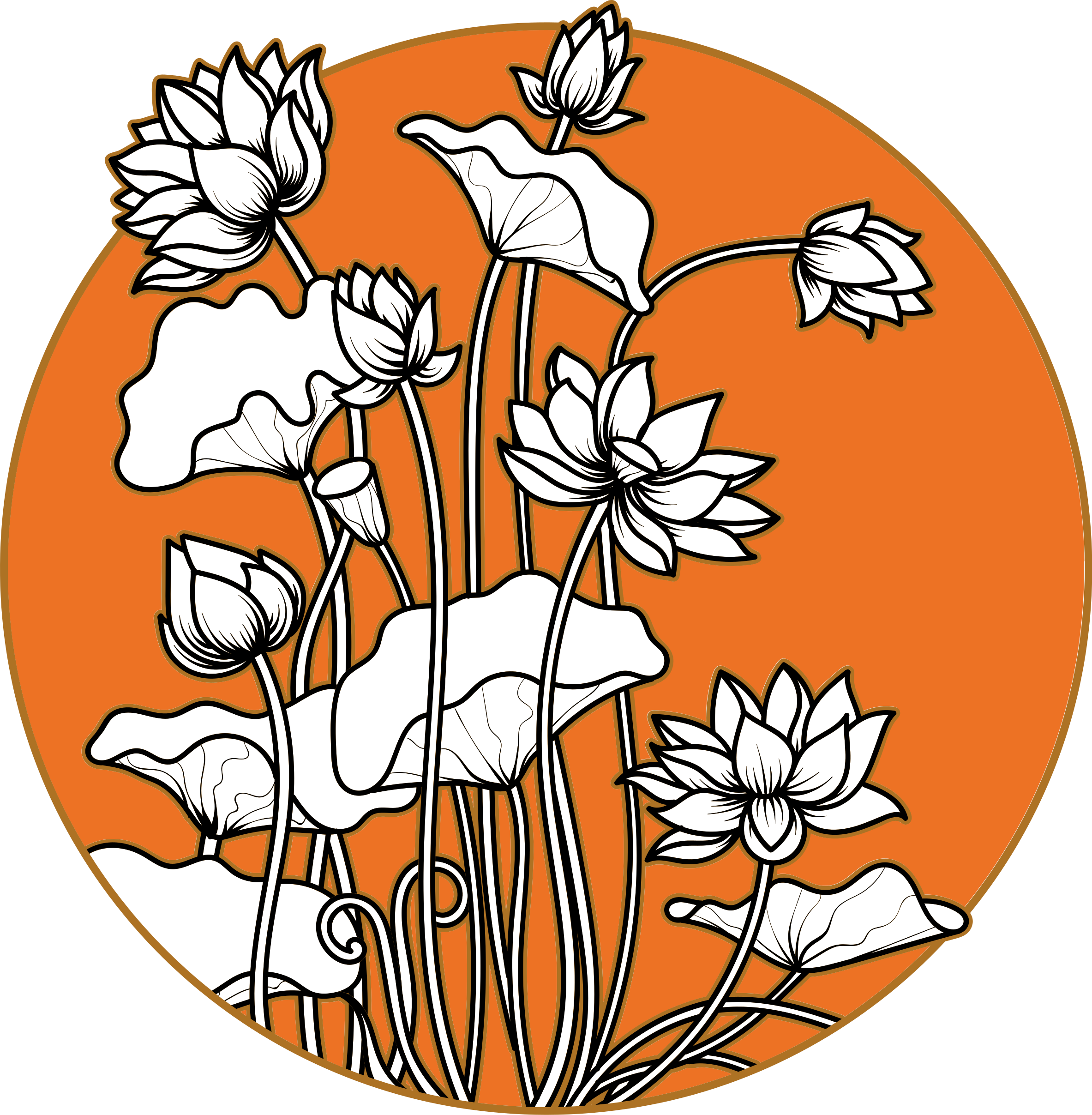 Tappeto vinile fiori stile illustrazione loto - TenStickers