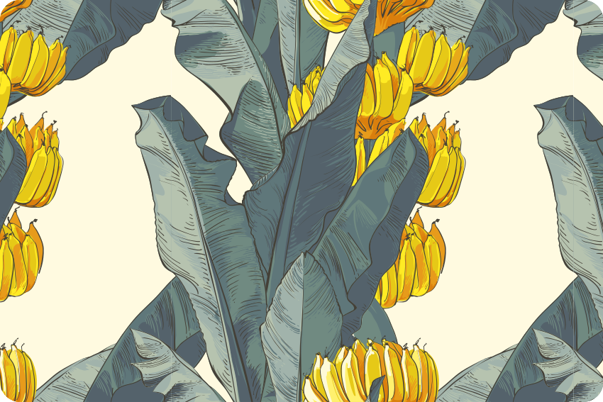Tappeto vinile fiori motivo artistico banana - TenStickers