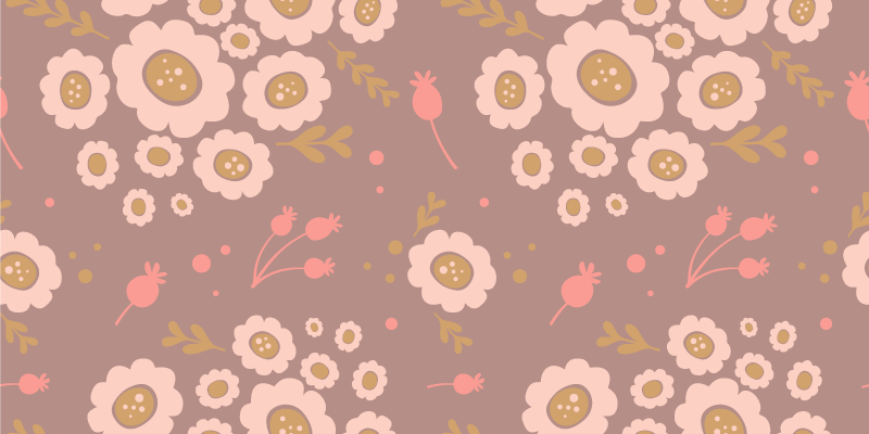 Tappeto vinile fiori motivo folk in colori pastello - TenStickers