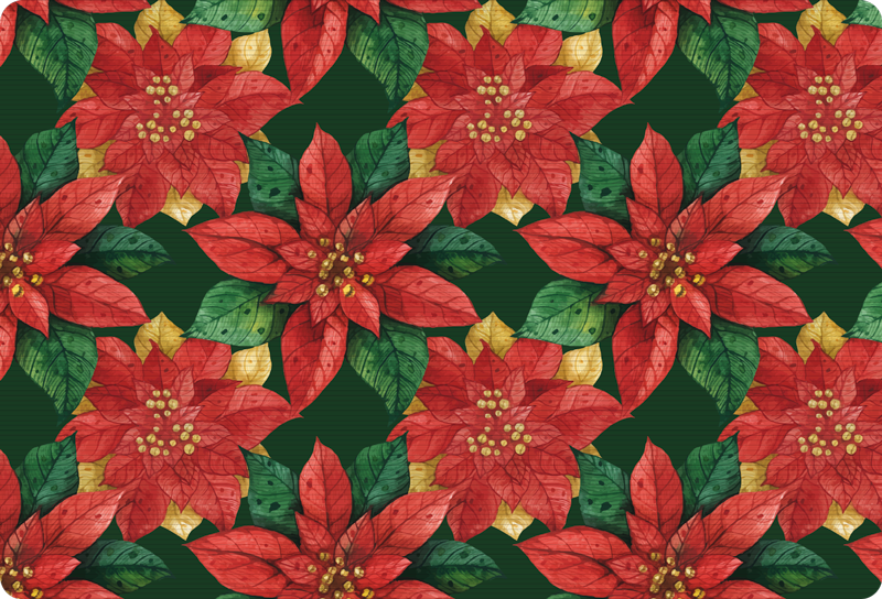 Tappeto vinile fiori motivo natalizio rosso e verde - TenStickers