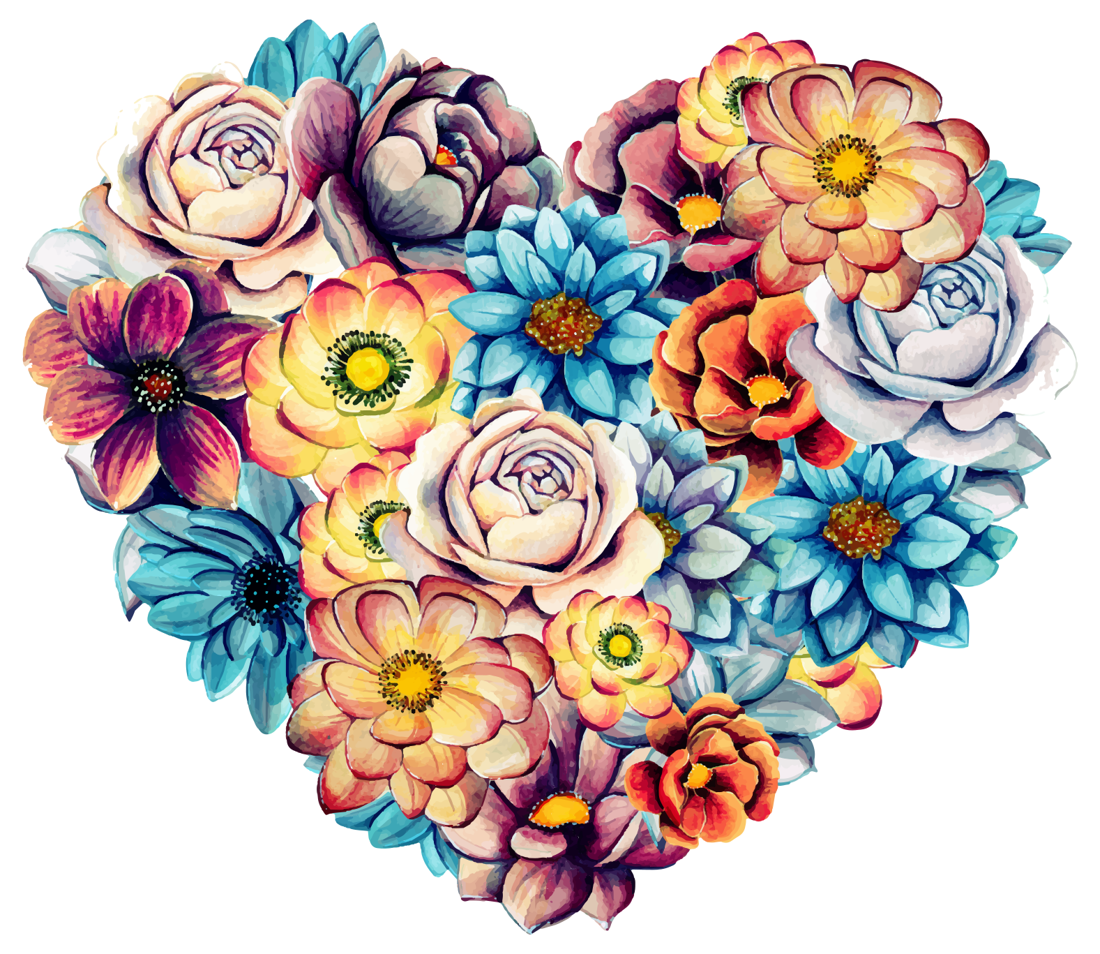 Tappeto vinile fiori cuore bello pieno di fiori - TenStickers