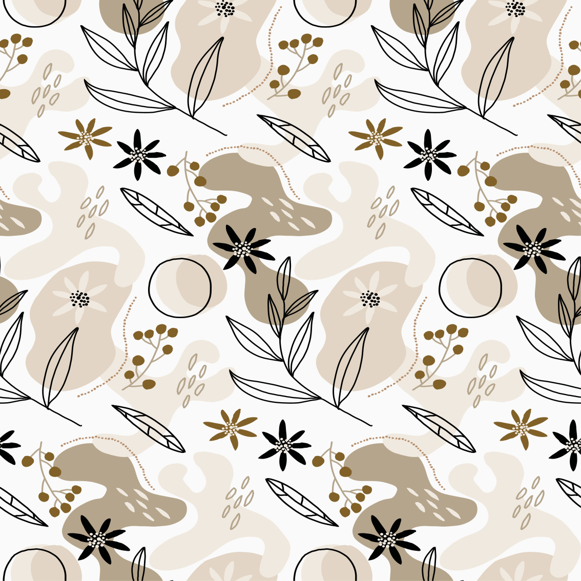 Tappeto vinile fiori motivo foglie rosa e beige - TenStickers
