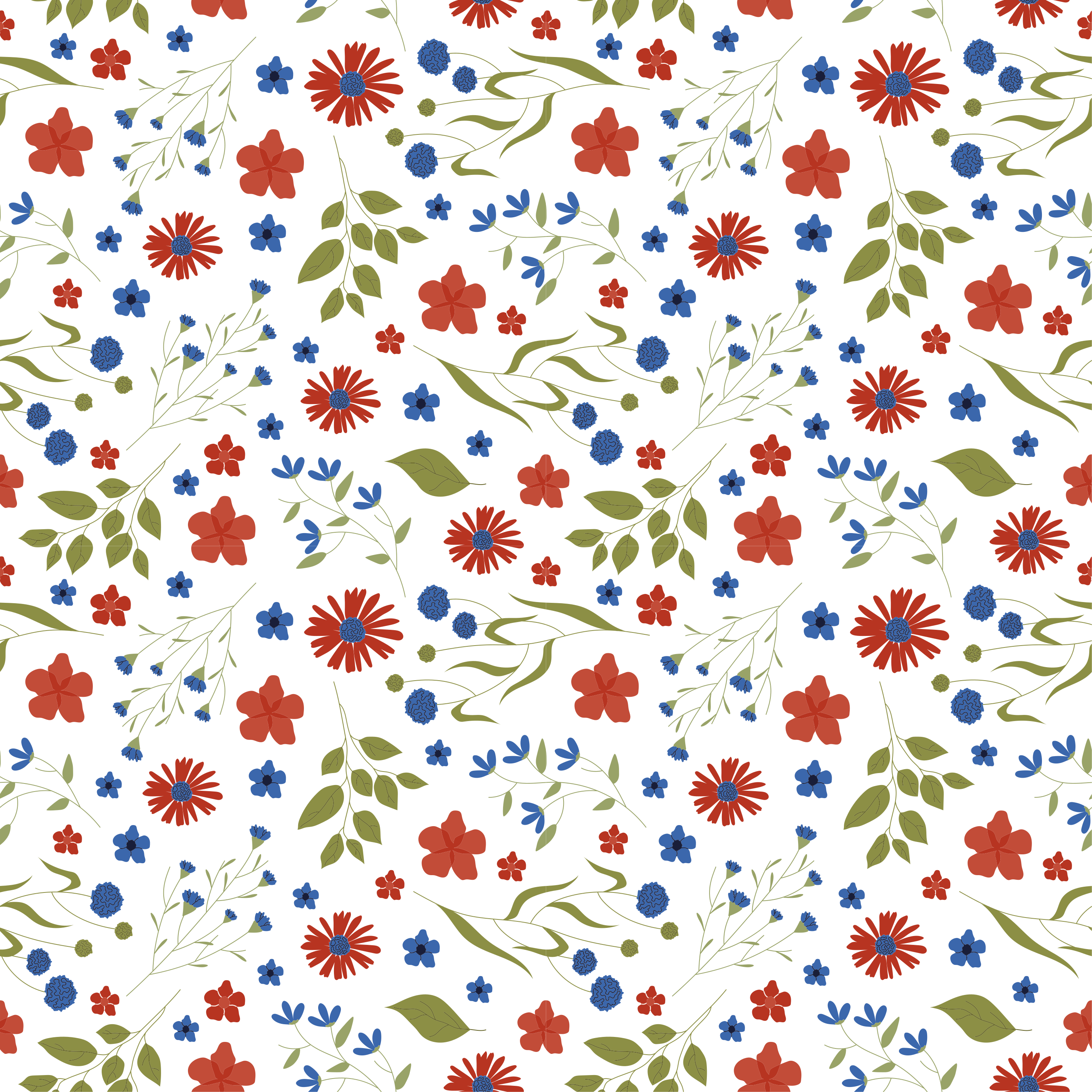 Tappeto vinile fiori motivi giardino blu e rossi - TenStickers