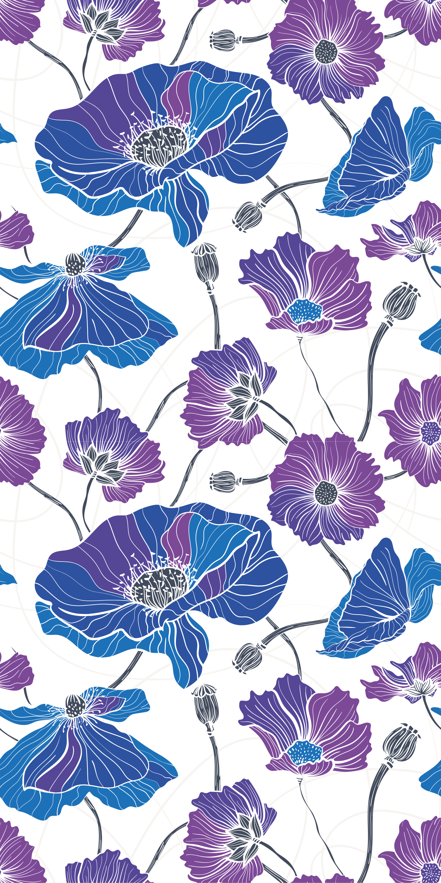 Tappeto vinile fiori fiori di giardino blu e viola - TenStickers