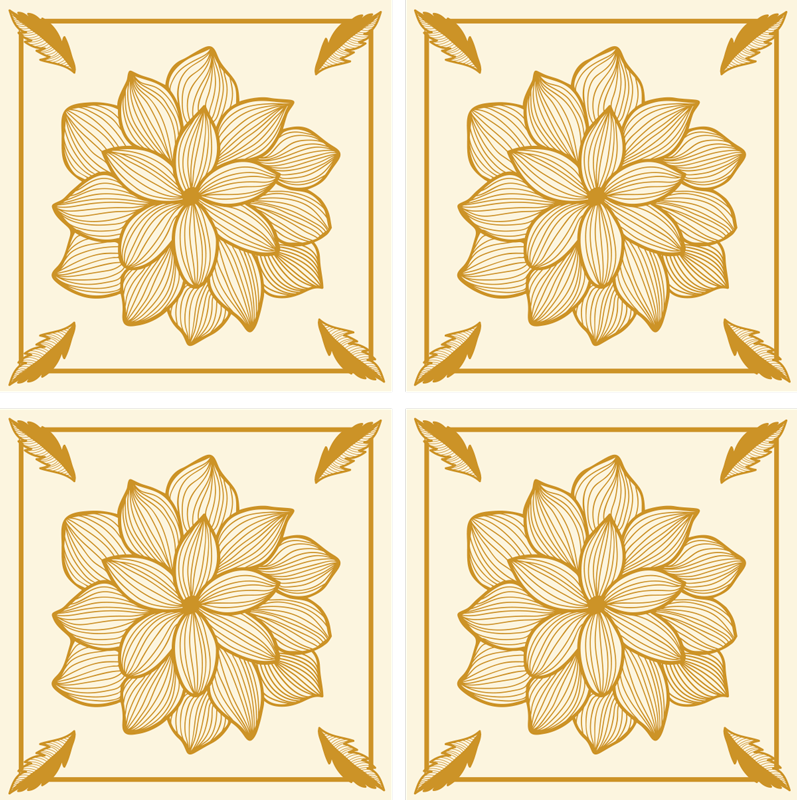 Tappeto pvc cucina piastrella paisley floreale - TenStickers