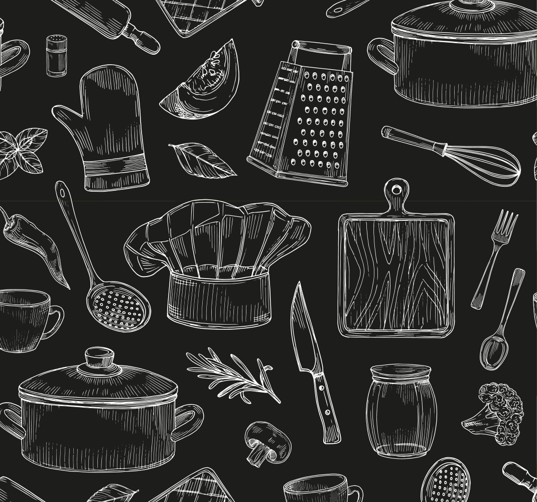 Tappeto pvc cucina posate eleganti - TenStickers