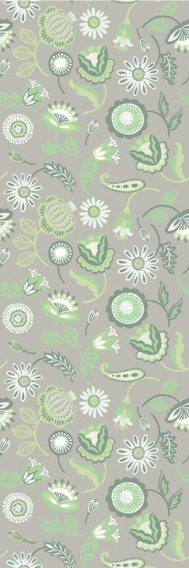 Tappeto pvc cucina motivo fiori verde delicato - TenStickers