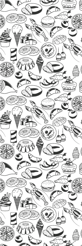 Tappeto pvc cucina motivo doodle cibo - TenStickers