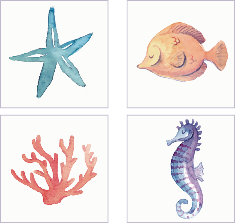 Tappeto vinile bagno animali marini - TenStickers