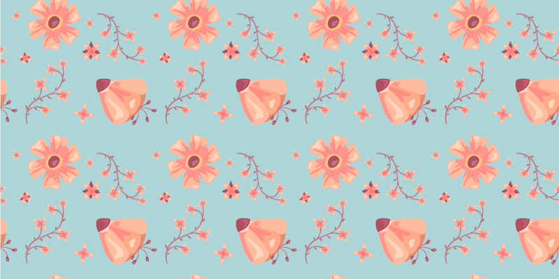 Tappeto vinile fiori fiori arancioni su sfondo blu - TenStickers