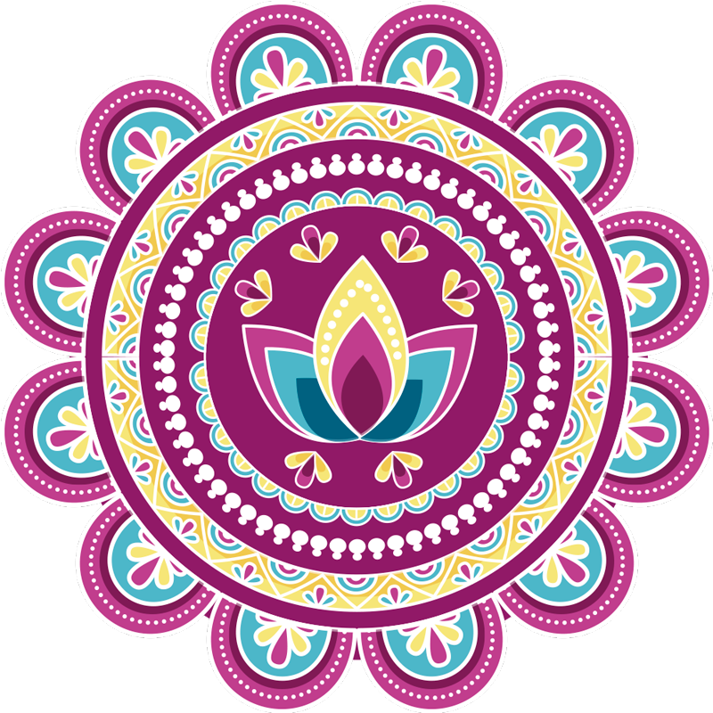 Tappeto vinile fiori mandala di loto colorato - TenStickers
