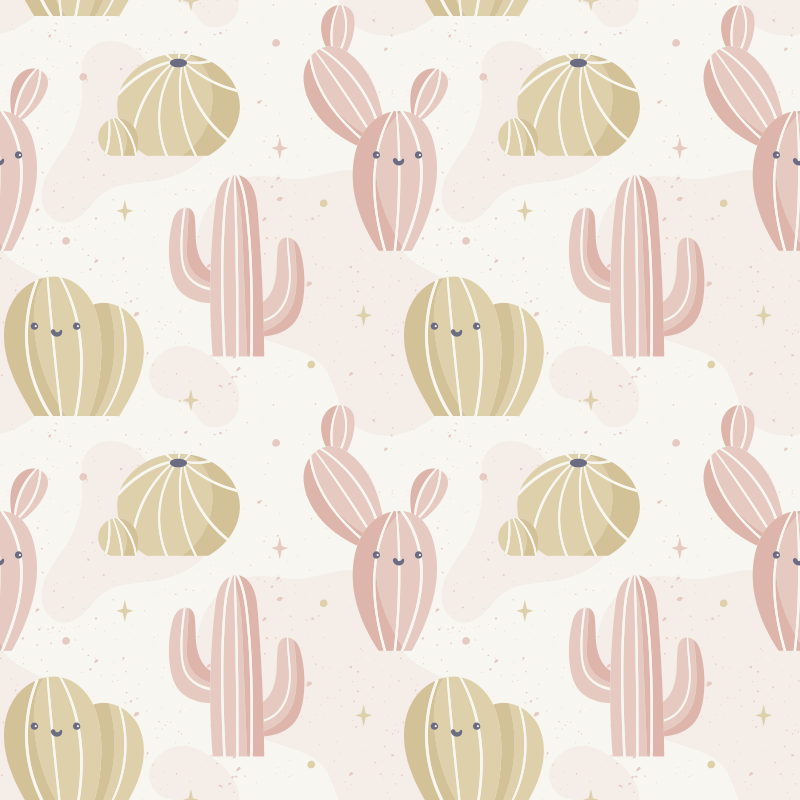 Tappeto vinile fiori motivo cactus carino - TenStickers