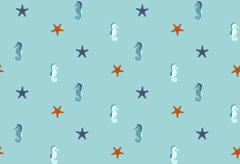 Tappeto vinile fiori motivo cavalluccio marino stelle marine - TenStickers