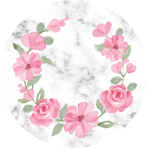 Tappeto vinile camera da letto corone di fiori con marmo - TenStickers