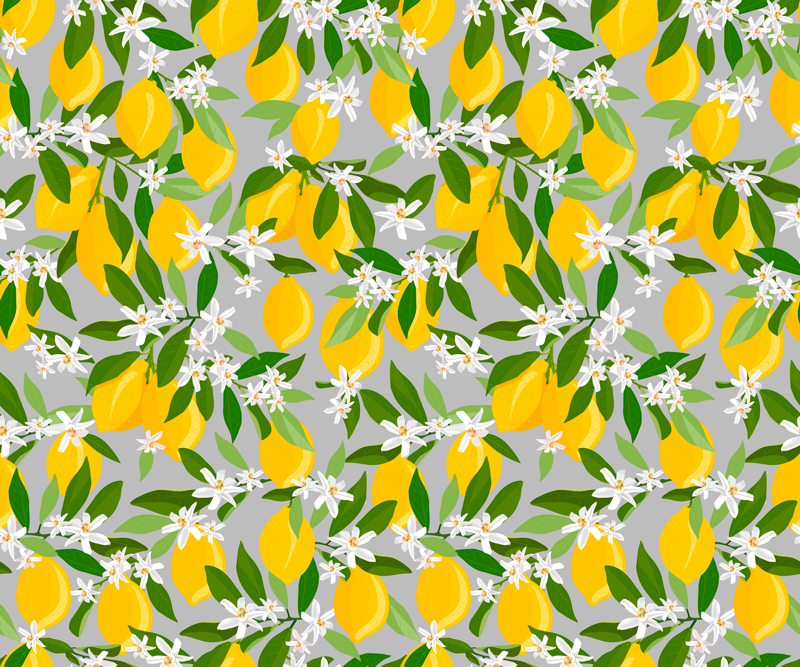 Tappeto vinile camera da letto motivo fiori di limone - TenStickers