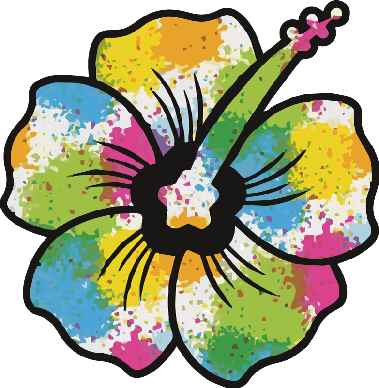 Tappeto vinile camera da letto fiore di ibisco colorato - TenStickers