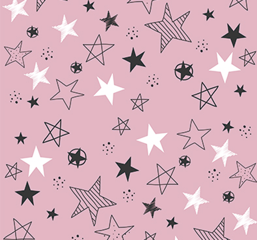 Tappetto vinile stelle motivo rosa e nero - TenStickers