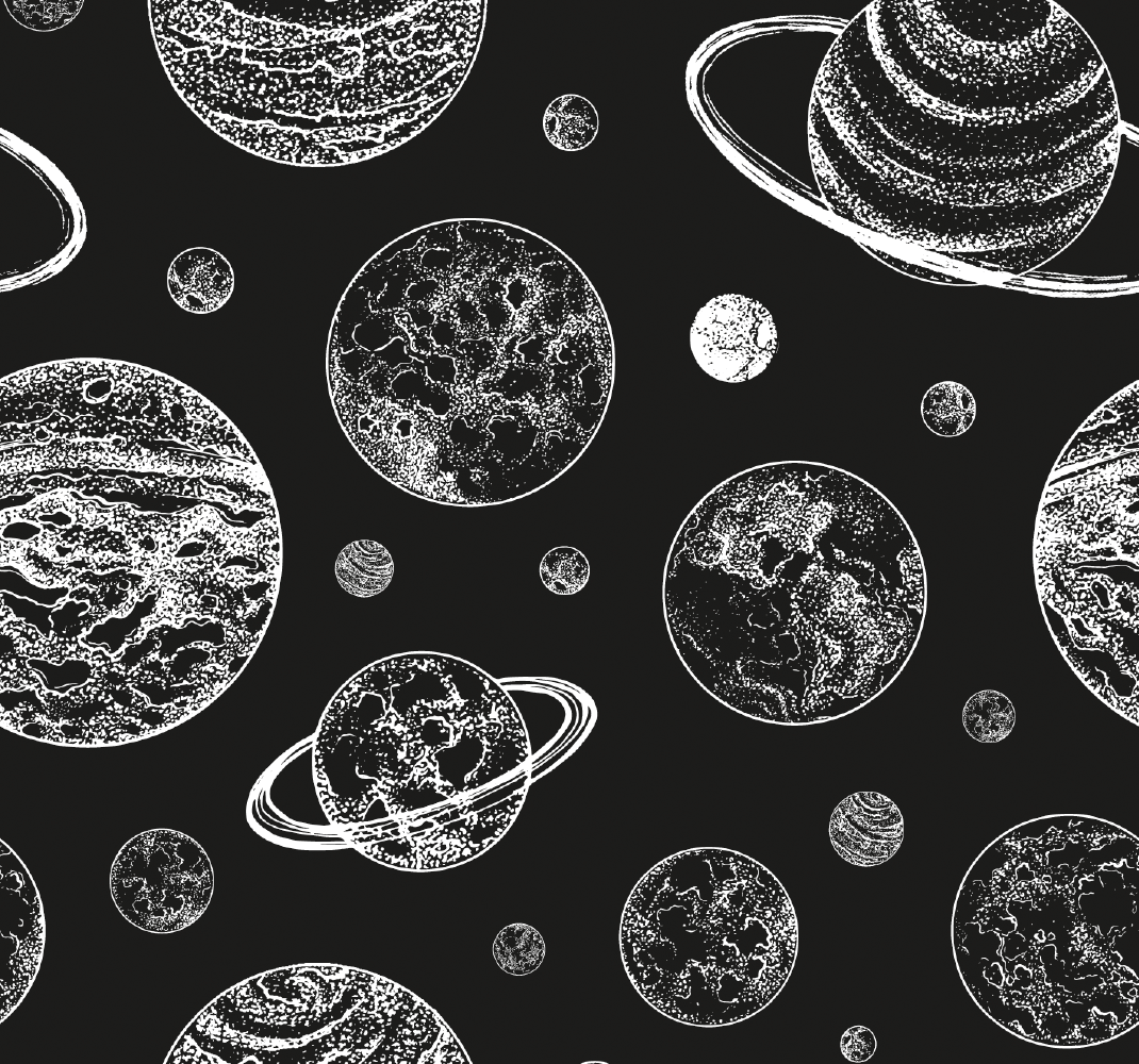 Tappetto vinile stelle spazi in bianco e nero - TenStickers