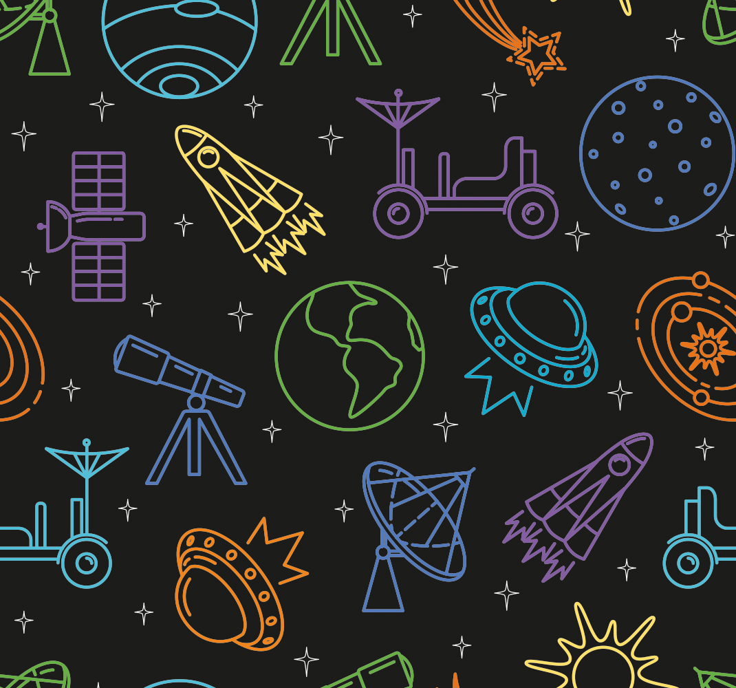 Tappetto vinile stelle icone spaziali - TenStickers