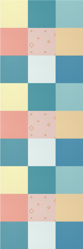 Tappeto vinile geometrico motivo patchwork colorato retro - TenStickers