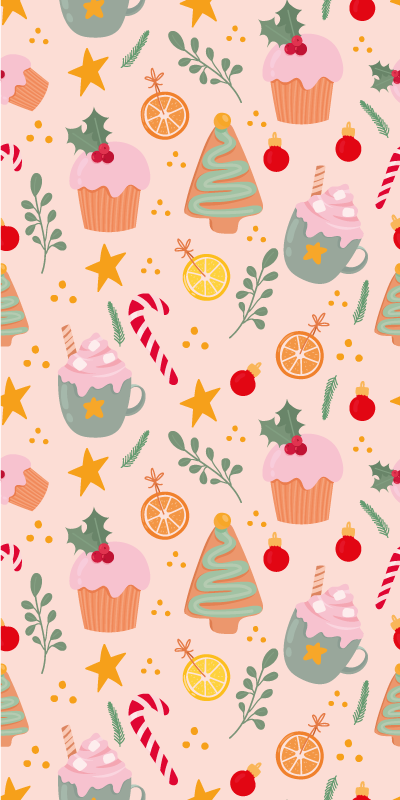 Tappeto vinile natale bastoncini e alberi di natale - TenStickers