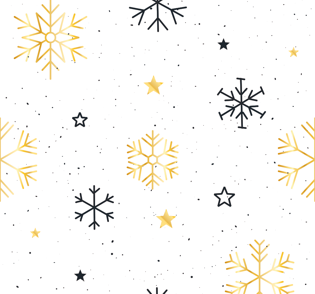 Tappeto vinile natale fiocchi di neve neri e oro - TenStickers