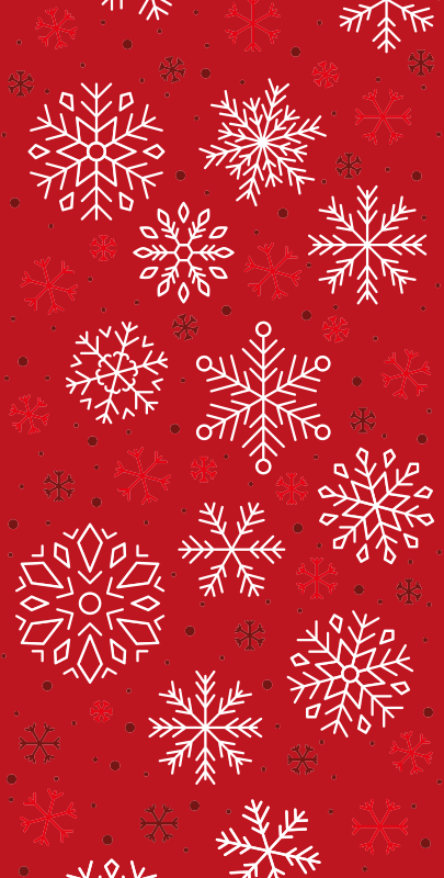 Tappeto vinile natale fiocchi di neve su fondo rosso - TenStickers