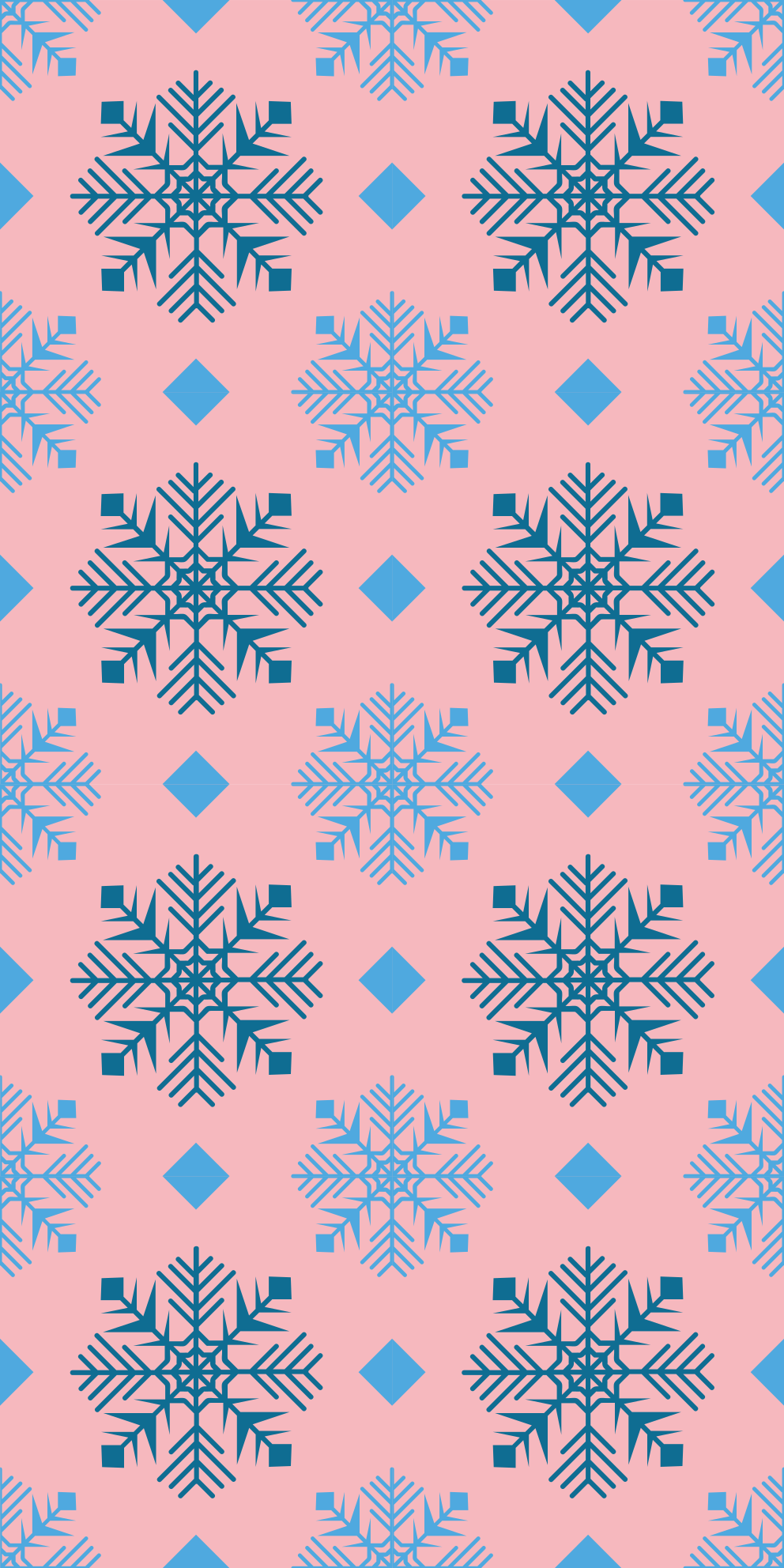 Tappeto vinile natale pattern fiocchi neve rosa e blu - TenStickers