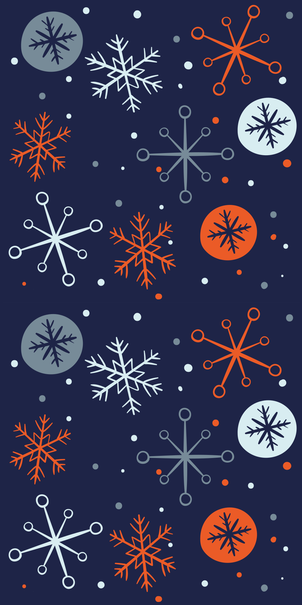 Tappeto vinile natale fiocchi di neve blu e arancio - TenStickers