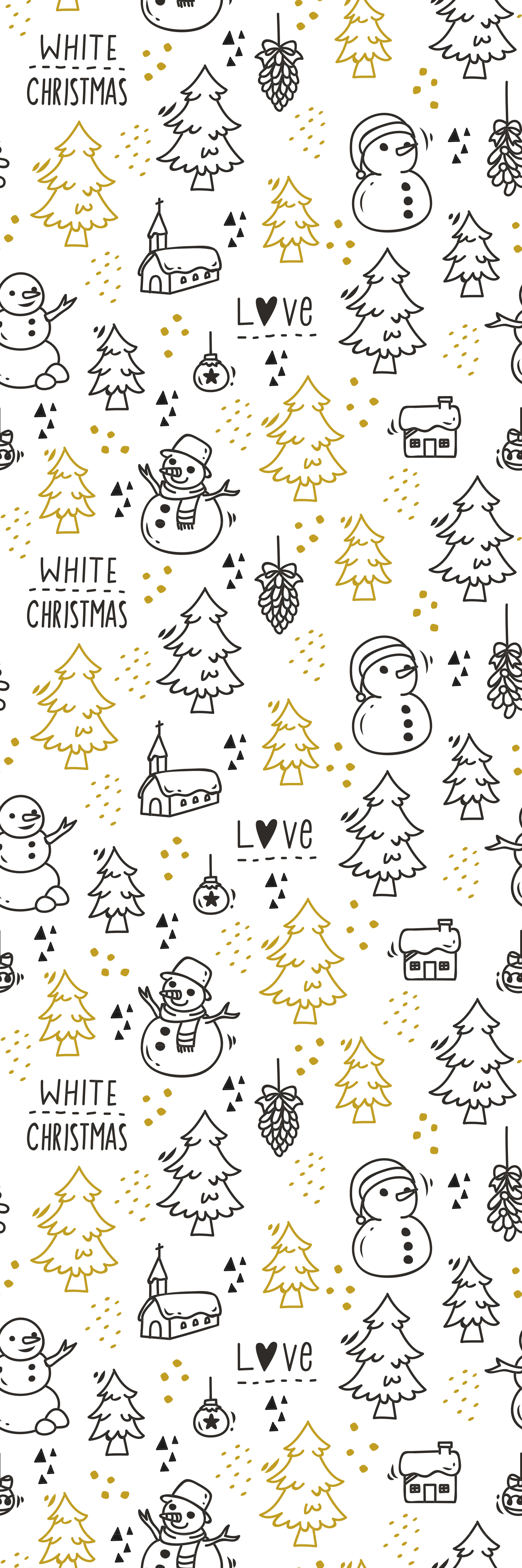 Tappeto vinile natale motivo doodle oro e nero - TenStickers
