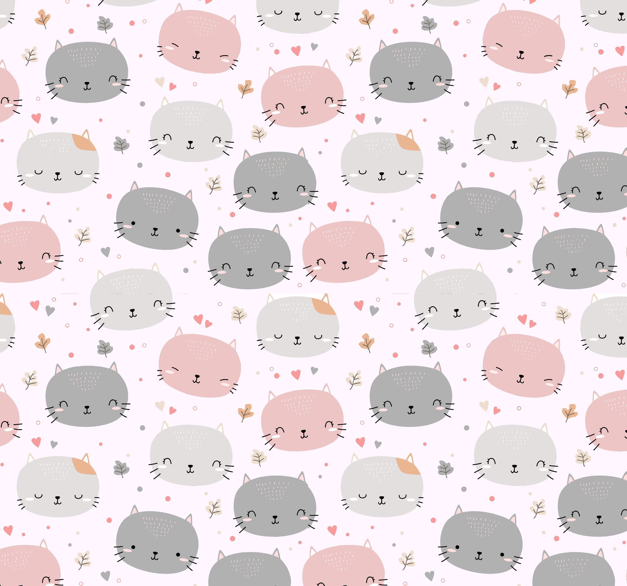 Tappeto vinile camera da letto gattini grigi e rosa - TenStickers
