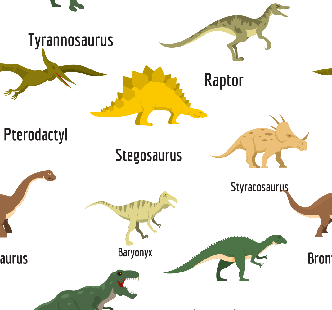 Tappeto vinile camera da letto dinosauri realistici con nomi - TenStickers