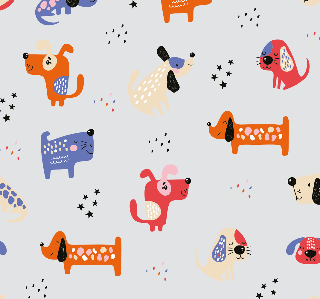 Tappeto vinile camera da letto cani illustrati - TenStickers