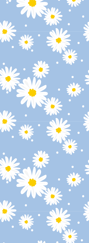 Tappeto vinile camera da letto fiori bianchi su sfondo blu - TenStickers