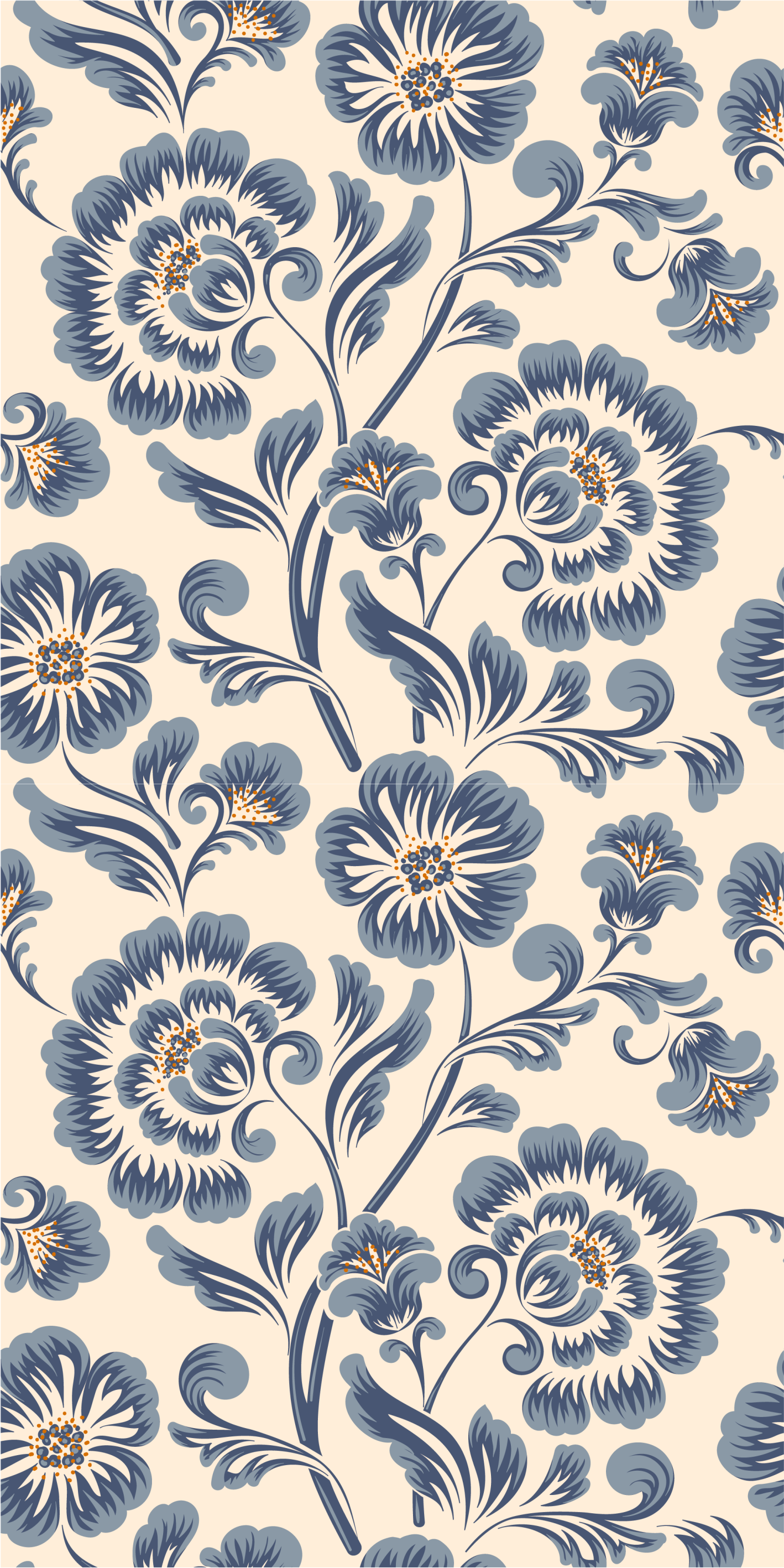 Tappeto vinile camera da letto stile vintage floreale blu - TenStickers