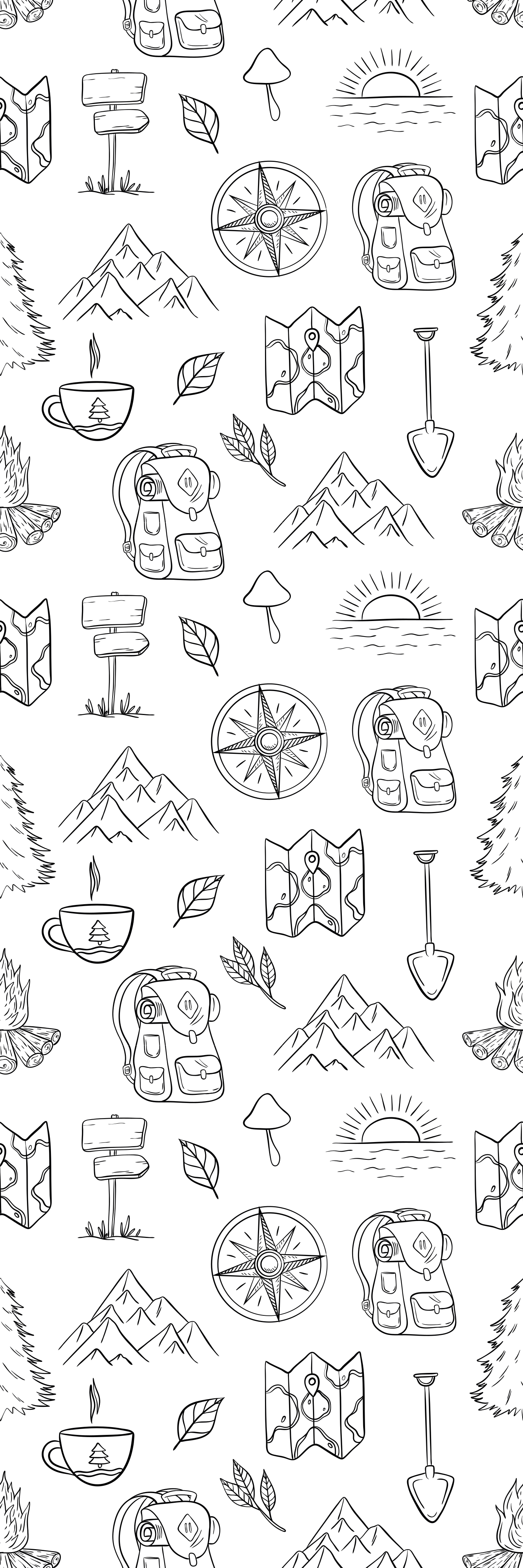 Tappeto vinile camera da letto bussola e montagna - TenStickers