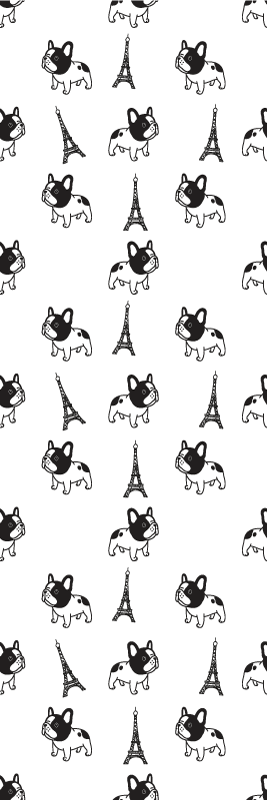 Tappeto vinile camera da letto bulldog francese a parigi - TenStickers