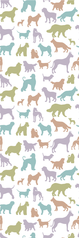 Tappeto vinile camera da letto sagome di cani pastello - TenStickers