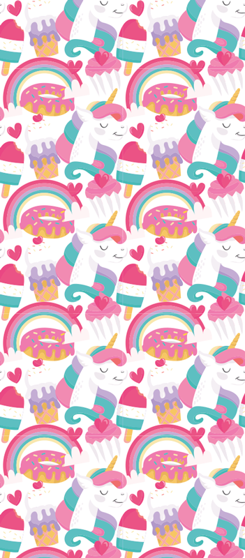 Tappeto vinile camera da letto unicorni con arcobaleno - TenStickers