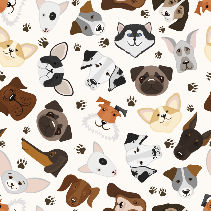 Tappeto vinile camera da letto simpatici cuccioli e cani - TenStickers