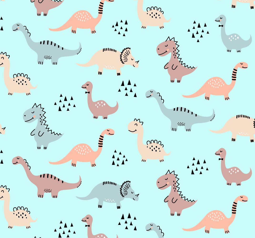 Tappeto vinile camera da letto sfondo blu con dinosauri - TenStickers