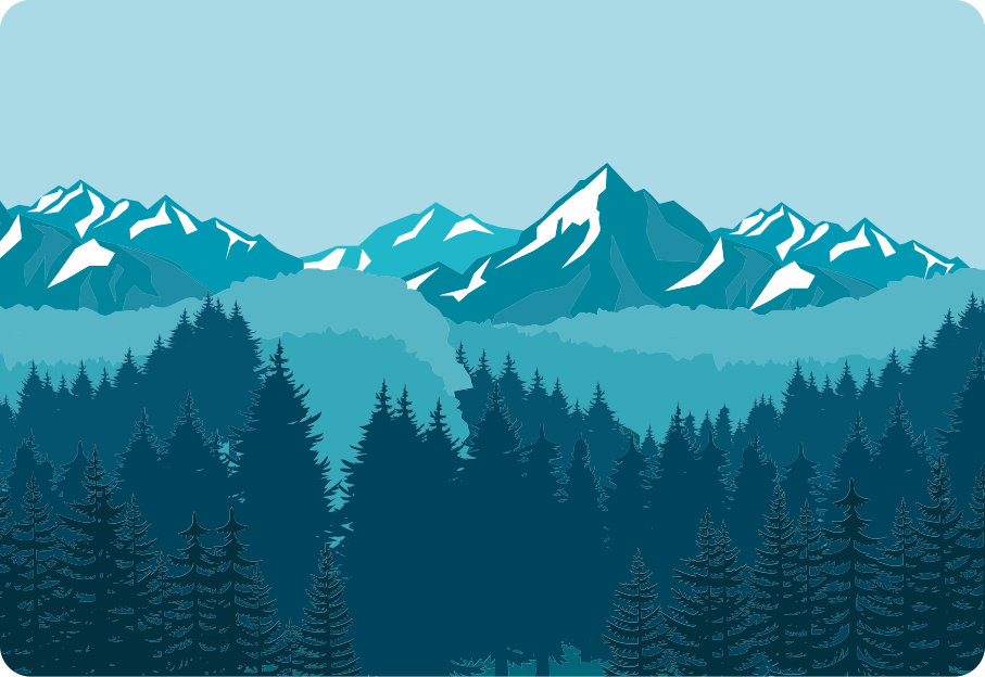 Tappeto vinile natura paesaggio blu e verde - TenStickers
