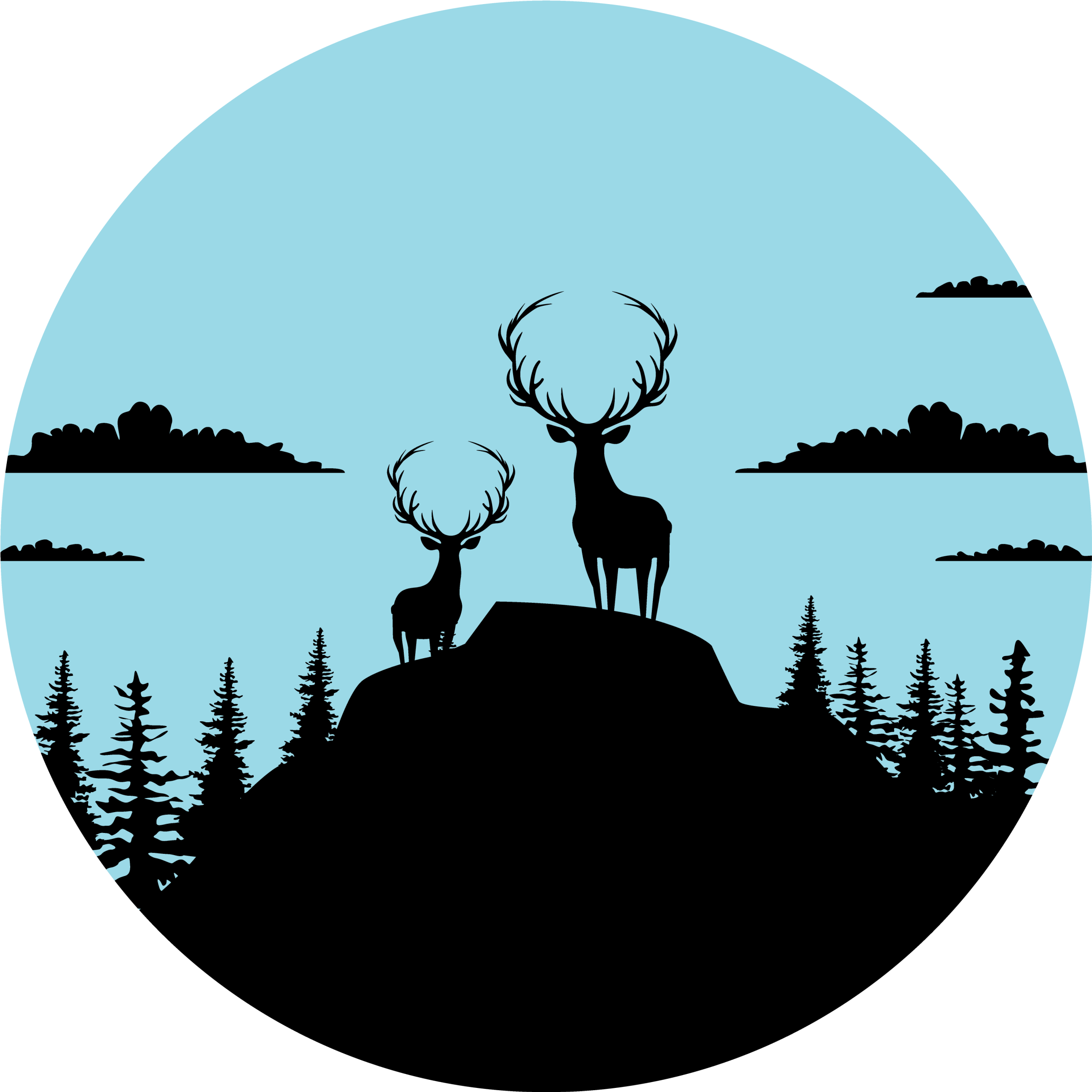 Tappeto vinile natura montagna con cervi - TenStickers