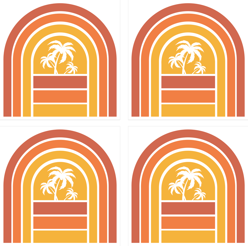 Tappeto vinile natura tramonto retro e palme - TenStickers
